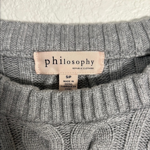 Philosophy Gray Cable Knit Sweater Small - Picture 3 of 6